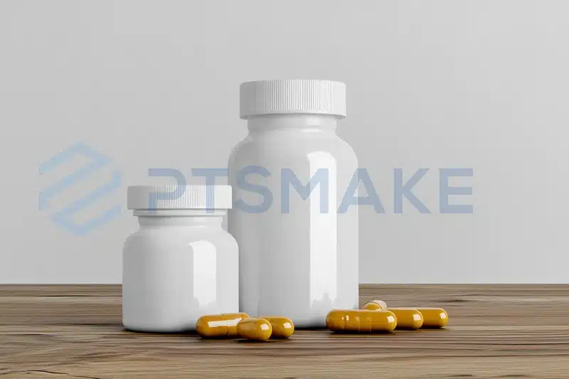 Deux flacons blancs avec des capsules