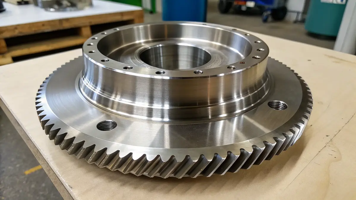 High-precision CNC machined metal gear with threaded holes