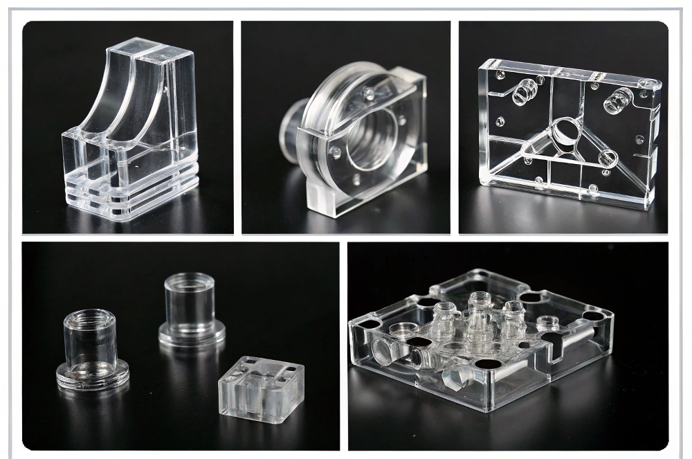Transparent CNC machined acrylic components with complex geometries