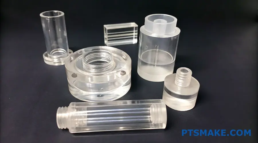 様々な透明CNC加工プラスチック部品