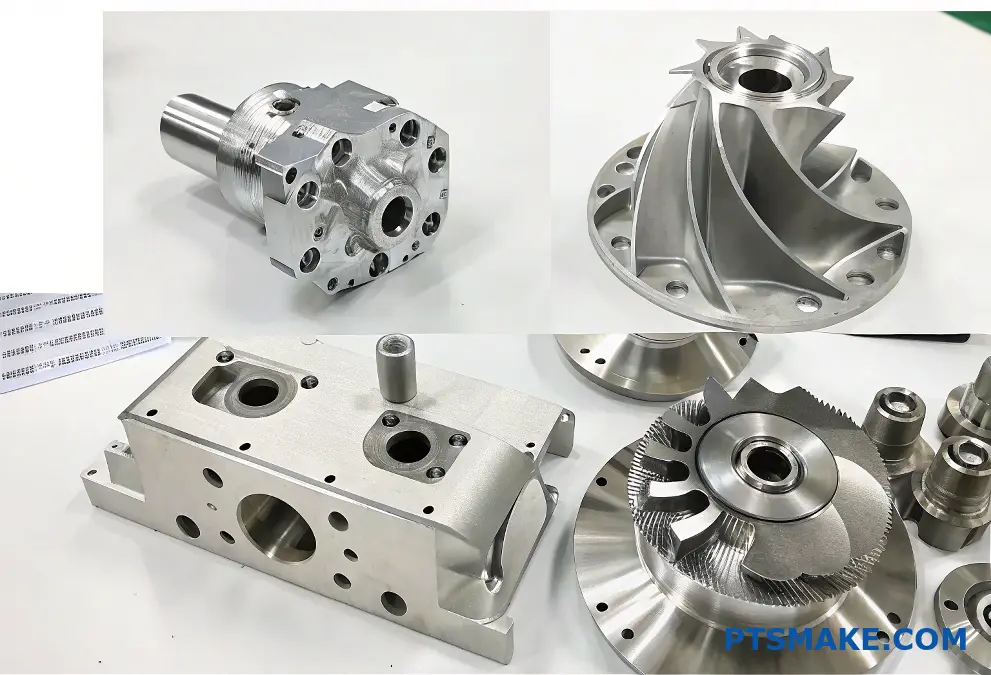 Various high-precision CNC machined metal parts with complex geometries