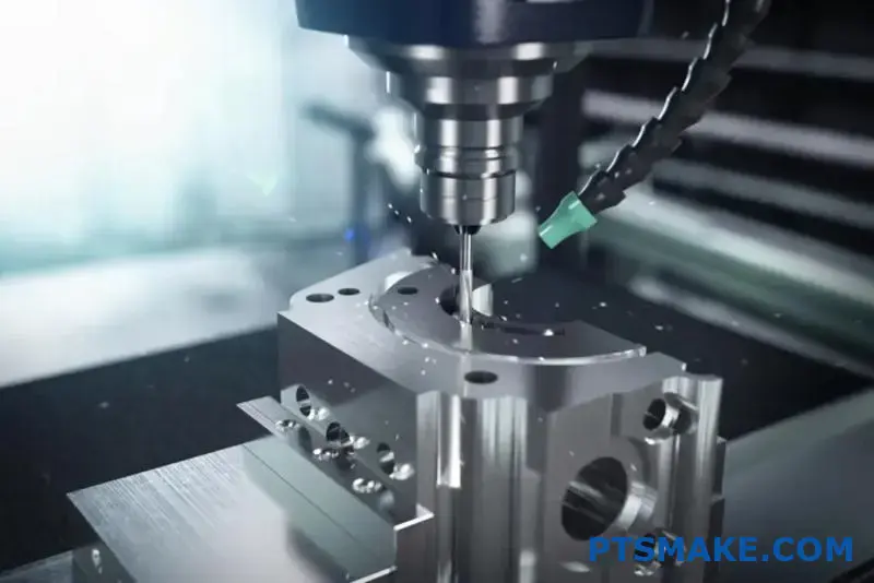 Präzisions-CNC-bearbeitetes Titanbauteil für die Luft- und Raumfahrt mit komplexer Geometrie, das die fortschrittlichen Fertigungsmöglichkeiten von Titan demonstriert