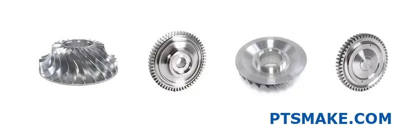 Detailed view of precision machined turbine components