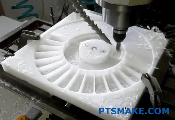 ماكينة التفريز باستخدام الحاسب الآلي باستخدام الحاسب الآلي لجزء التوربينات البلاستيكية البيضاء