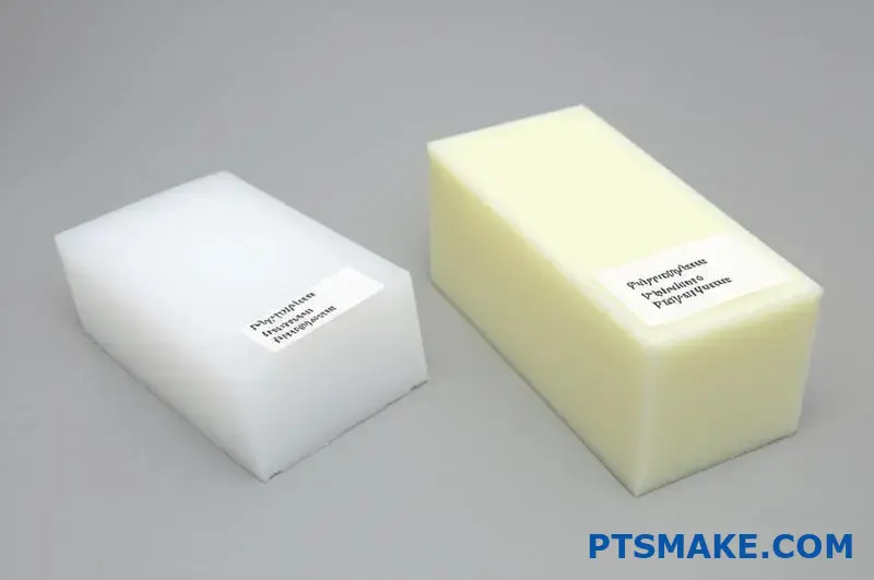 porovnanie vzoriek plastových materiálov z PP a PE blokov