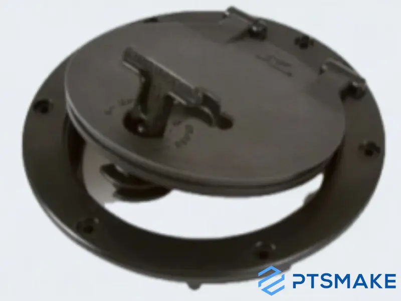 Black Circular Fuel Cap with Hinged Lid