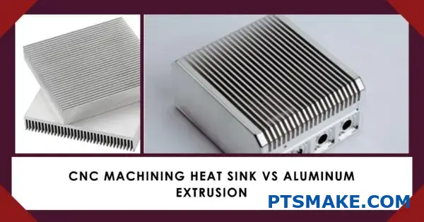 CNC obrábaný chladič a hliníkový výlisok vedľa seba
