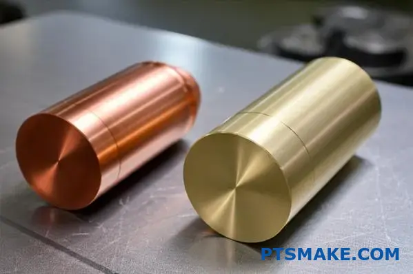 two cnc machined bronze parts, 932 and 954 alloy comparison