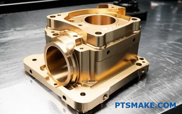 CNC machined bronze component with high geometric accuracy and fine surface detailing