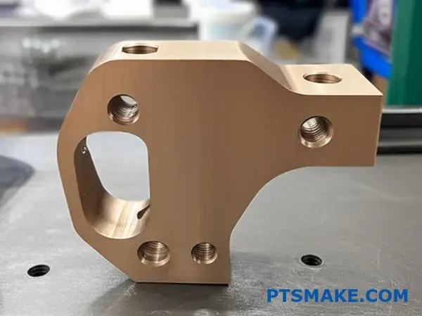 CNC machined bronze component showing moderate strength and texture