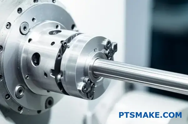 Schweizisk CNC-svarvbearbetning av tunn stång nära styrbussning för hög stabilitet