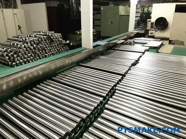 Axlar i polerat rostfritt stål som bearbetas med cnc-svarvning i Schweiz för högvolymsproduktion