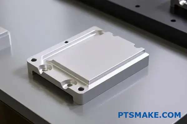 Strieborný eloxovaný hliníkový kus s tvrdeným dekoratívnym kovovým povrchom