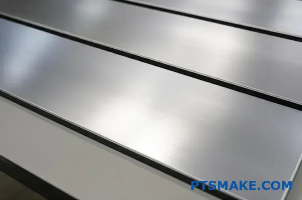 Uniform matte-finish silver aluminum plates after etching, ready for anodizing process