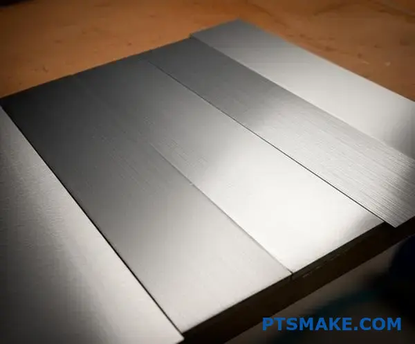 Array of aluminum samples showing matte, satin, and bright anodised-like finishes