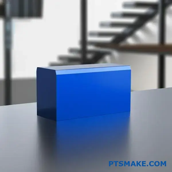 Clean blue anodised aluminum housing showing preserved anodic coating and smooth textured surface