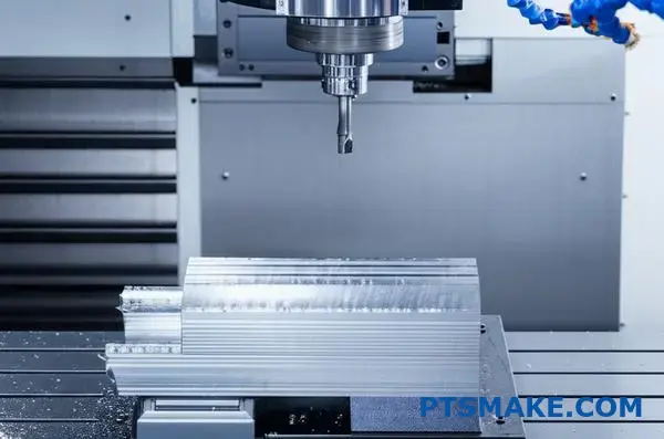 Profesjonalna frezarka CNC precyzyjnie obrabia aluminiowe elementy z optymalnymi ustawieniami prędkości skrawania, zapewniając doskonałe wykończenie powierzchni.