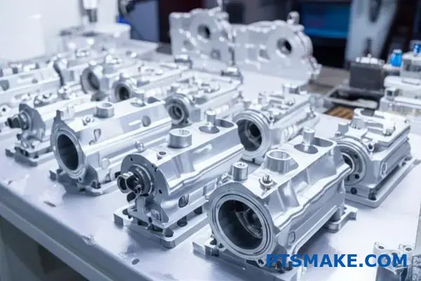 High volume CNC machined aluminum automotive components showcasing consistent quality and precision manufacturing capabilities
