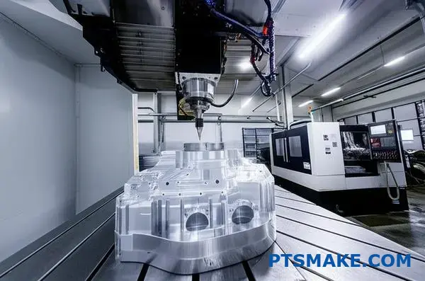 High precision CNC machining center manufacturing critical aerospace aluminum parts for large-scale industrial production