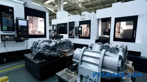 Advanced CNC machining facility with AI monitoring for high volume precision manufacturing operations