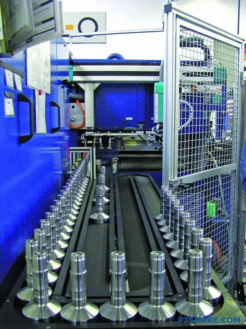 CNC machining center producing consistent high volume parts with automated precision manufacturing for large scale production