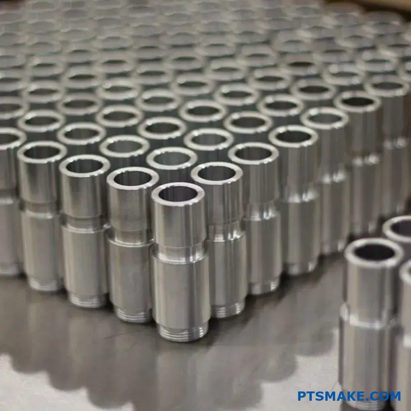 High precision CNC manufacturing of titanium medical implant showing detailed machining process for biocompatible components