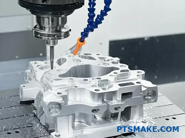 Präzisions-CNC-Bearbeitung zur Herstellung kundenspezifischer Automobilkomponenten aus Aluminium an einer industriellen Arbeitsstation