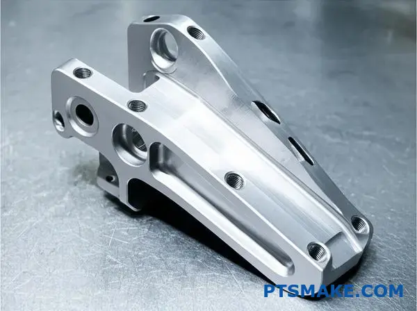 Obrabiany CNC aluminiowy wspornik lotniczy prezentujący szwajcarskie techniki precyzyjnej produkcji i optymalizacji projektu