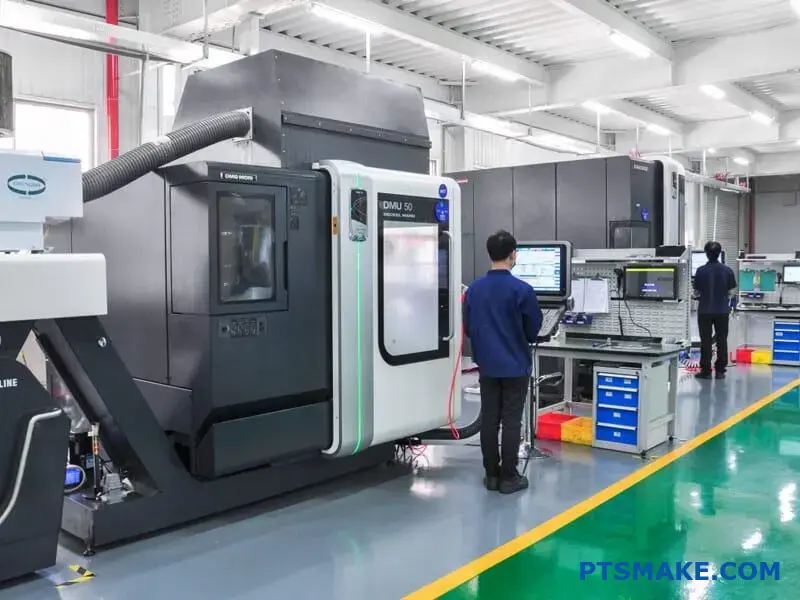 Technicians Operating CNC Machines in a Modern Factory