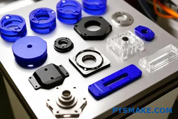 Wiele precyzyjnie obrobionych części z tworzyw sztucznych wykazujących spójne standardy kontroli jakości dla procesów produkcyjnych CNC