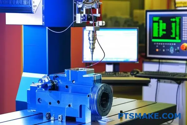 Współrzędnościowa maszyna pomiarowa wykonująca kontrolę jakości części z tworzywa sztucznego obrabianych CNC z precyzyjnymi pomiarami wymiarów