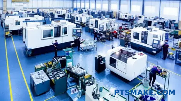 Industrielt CNC-bearbejdningsanlæg, der viser præcisionsfremstillingsoperationer og kvalitetskontrolprocesser til produktion af specialdele