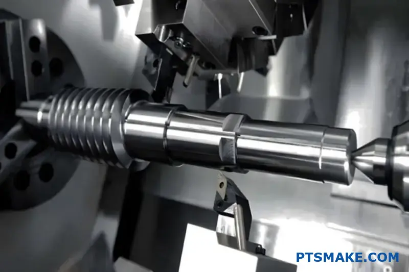 Operación profesional de torneado CNC para la creación de componentes de ejes cilíndricos de precisión con tecnología de mecanizado avanzada