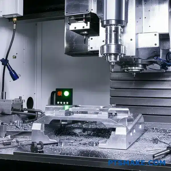 Energieeffiziente CNC-Maschine zur Präzisionsbearbeitung von Aluminiumteilen in einer nachhaltigen Produktionsstätte