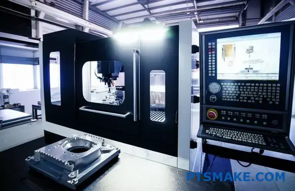 Hochmoderne CNC-Bearbeitungsmaschinen mit digitalen Überwachungssystemen zur Bearbeitung von Präzisionsaluminiumkomponenten für moderne Fertigungsdienstleistungen