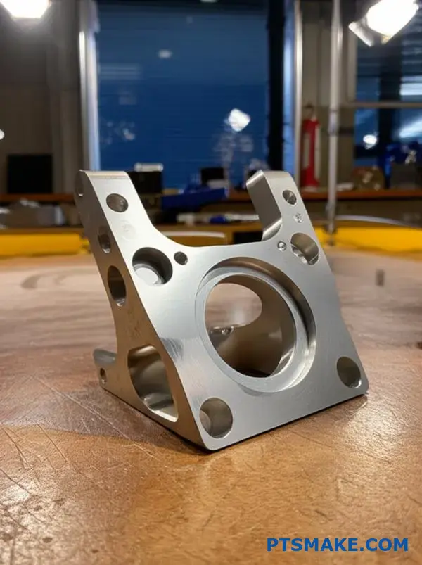 CNC-bearbejdet aluminiumsbeslag til rumfart med høj præcision, der viser snævre tolerancer og kompleks geometri til kvalitetsinspektion