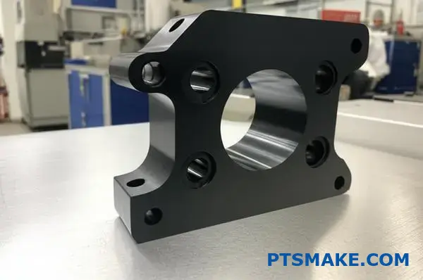 Obrabiany CNC element wspornika PEEK prezentujący możliwości precyzyjnej produkcji do zastosowań lotniczych i kosmicznych