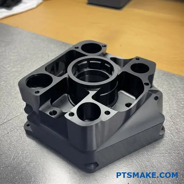 Skomplikowana część PEEK prezentująca zaawansowane możliwości obróbki CNC dla niestandardowych rozwiązań produkcyjnych