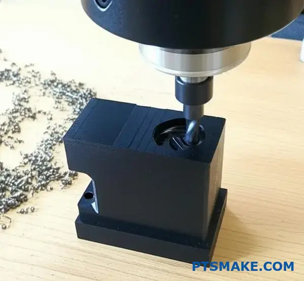 Precyzyjna obróbka CNC wytrzymałej części z polimeru PEEK prezentująca zrównoważony proces produkcji