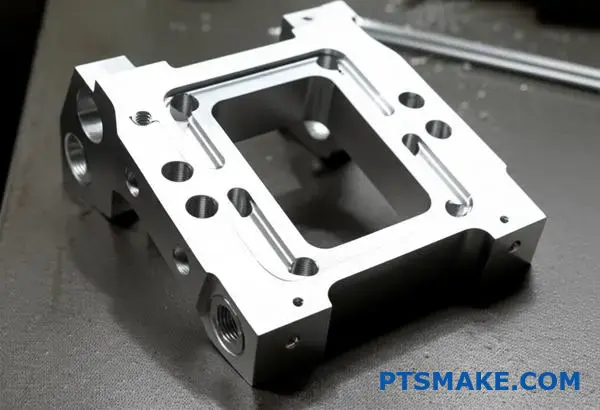 Obrabiany CNC aluminiowy wspornik z niezbędnymi otworami montażowymi i żebrami strukturalnymi do złożonych zastosowań produkcyjnych