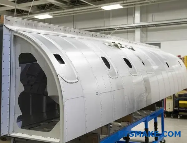 Precyzyjnie obrobiony duży element skrzydła samolotu prezentujący możliwości produkcji CNC dla zastosowań lotniczych i kosmicznych