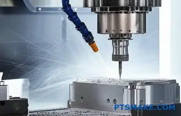 Maszyna CNC wykorzystująca zaawansowany system dostarczania chłodziwa do precyzyjnej produkcji dużych części z zarządzaniem termicznym