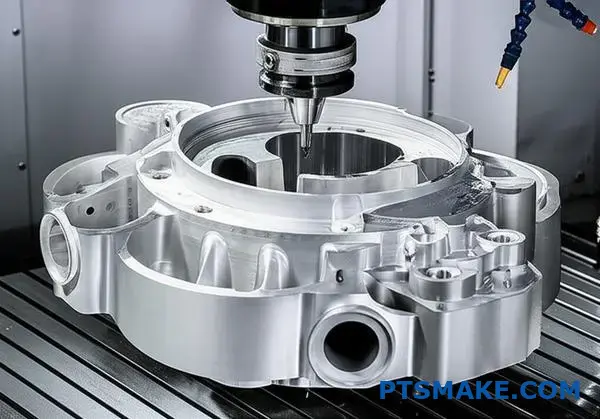 Złożona aluminiowa część lotnicza jest precyzyjnie obrabiana na zaawansowanym 5-osiowym sprzęcie CNC do produkcji dużych części.