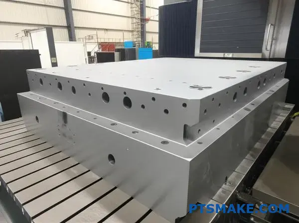 Precyzyjnie obrobiona duża żeliwna podstawa maszyny do urządzeń półprzewodnikowych wykazująca wyjątkową płaskość i równoległość w procesie produkcji CNC