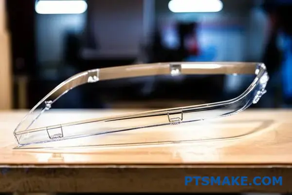 Präzisions-CNC-gefräste Scheinwerferkomponente aus klarem Acryl, die sich durch transparente Materialeigenschaften und eine glatte Oberfläche auszeichnet