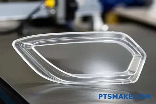 Präzisions-CNC-gefräste Scheinwerferlinse aus klarem Acryl, die optische Klarheit und hervorragende Fertigungsqualität bei Automobilanwendungen demonstriert