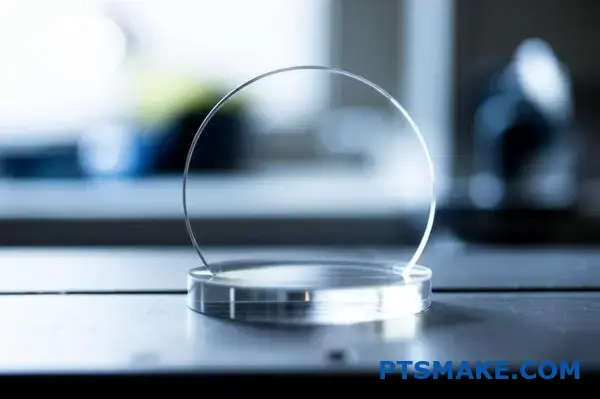 Transparentes Acrylglas mit präziser CNC-Bearbeitung und polierter Oberfläche in der Werkstatt