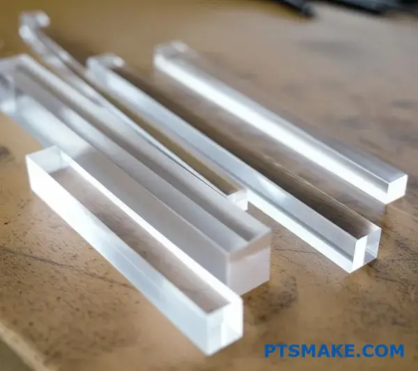 CNC-gefräste optische Komponenten aus Acrylglas mit transparenten PMMA-Lichtleitern mit glatten Oberflächen für effiziente Lichtübertragung