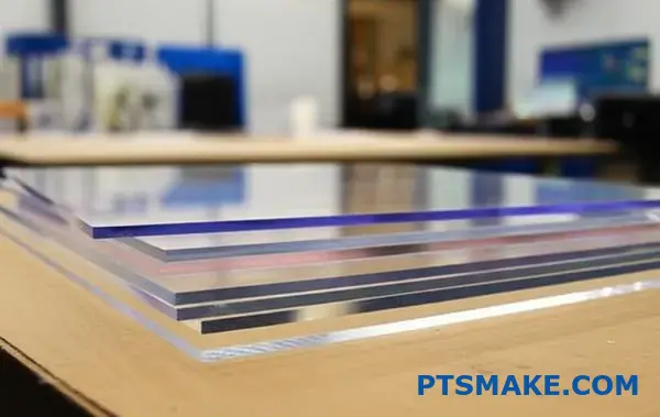 Transparente Acrylglasplatten im Vergleich für Präzisions-CNC-Bearbeitungen auf dem Werkstatttisch