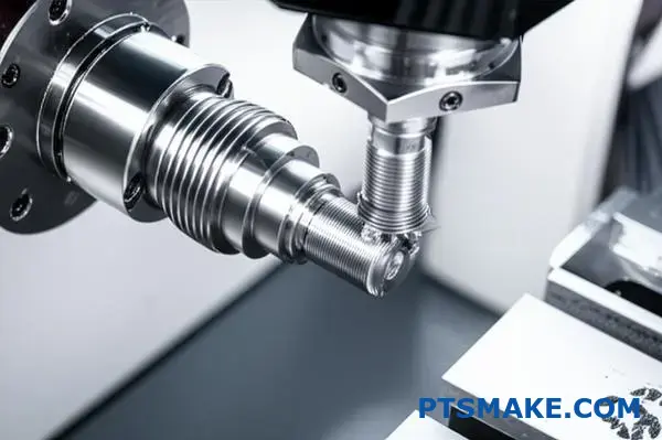 Avanceret CNC-skruebearbejdning, der viser kompleks fremstilling af gevindbefæstelser med præcis flerakset skæringsteknologi